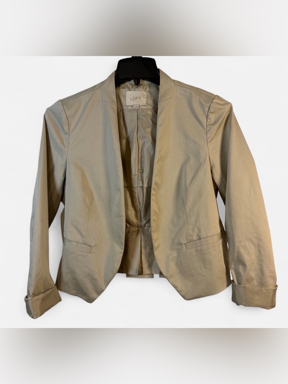 LOFT Women's Tan Collarless Open-Front Blazer